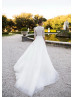 Ivory Lace Pearl Embellished Wedding Dress With Removable Train